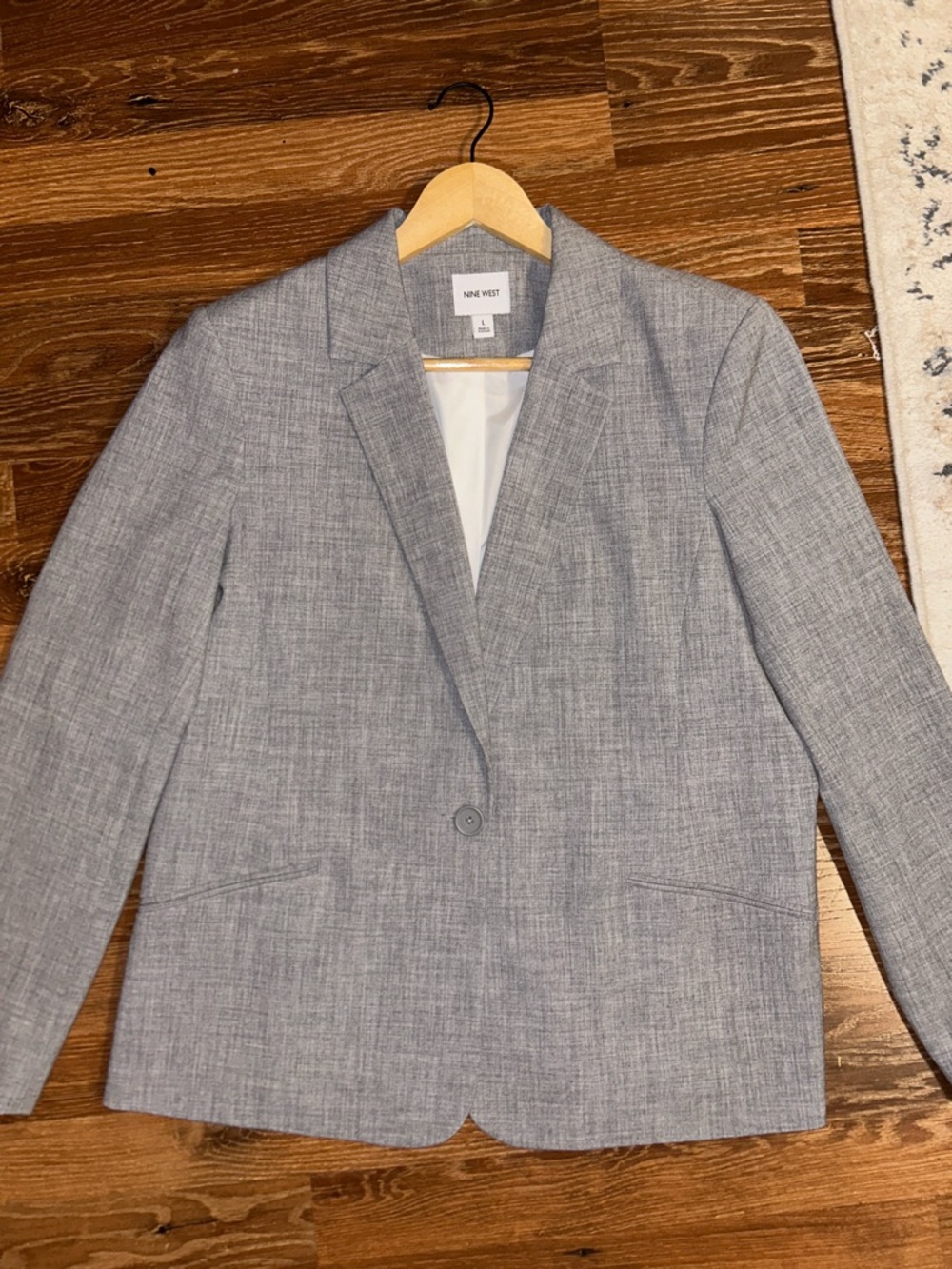 Nine West Light Grey Single-Button Blazer